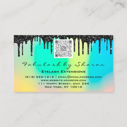 Makeup Brow Eyelash Extension QR Code Drivers Holo Visitekaartje (Achterkant)