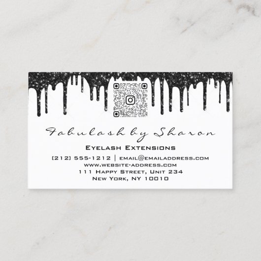 Makeup Brow Eyelash Extension QR Code Drivers zwar Visitekaartje (Achterkant)