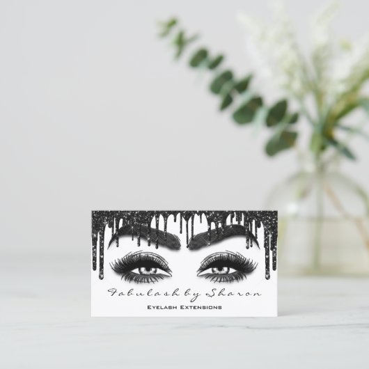 Makeup Brow Eyelash Extension QR Code Drivers zwar Visitekaartje (Staand voorkant)