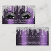 Makeup Brow Eyelash Grey Silver Glitte Paars Drip Visitekaartje (Voorkant / Achterkant)