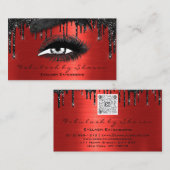 Makeup Brows Eyelashes Extension Red Black Drip QR Visitekaartje (Voorkant / Achterkant)