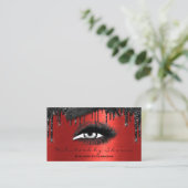 Makeup Brows Eyelashes Extension Red Black Drip QR Visitekaartje (Staand voorkant)