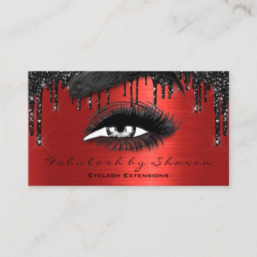 Makeup Brows Eyelashes Extension Red Black Drip QR Visitekaartje (Voorkant)