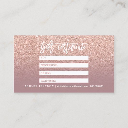 Makeup certificaattypografie stoffig roos goud kortingskaartje (Achterkant)