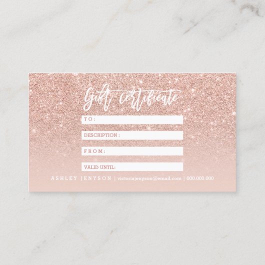 Makeup certificate typografie blush roos gold kortingskaartje (Achterkant)