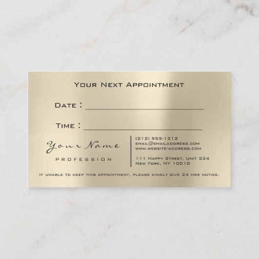 Makeup Champaigne Lashes Marble Appointment Card Afsprakenkaartje (Achterkant)