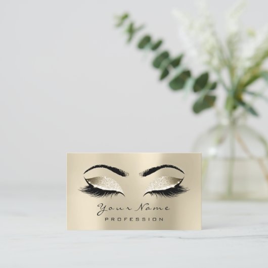 Makeup Champaigne Lashes Marble Appointment Card Afsprakenkaartje (Staand voorkant)