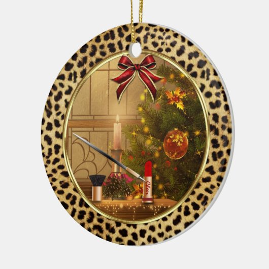 Makeup Cheetah Animal Print Ornament (Links)