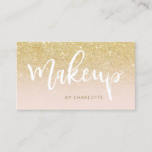 Makeup chic gold glitter blush ombre roze script