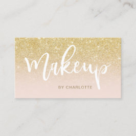 Makeup chic gold glitter blush ombre roze script visitekaartje