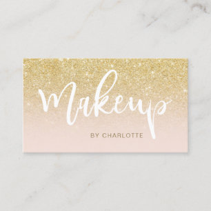 Makeup chic gold glitter blush ombre roze script visitekaartje