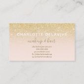 Makeup chic gold glitter blush ombre roze script visitekaartje (Achterkant)