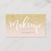 Makeup chic gold glitter blush ombre roze script visitekaartje (Voorkant)