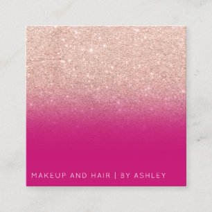 Makeup chic typografie neon roze roze roos goud gl vierkante visitekaartje