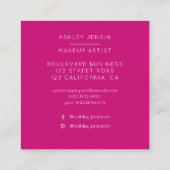 Makeup chic typografie neon roze roze roos goud gl vierkante visitekaartje (Achterkant)