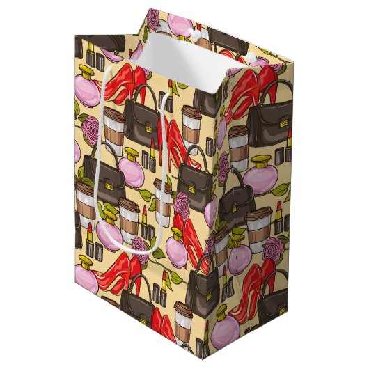 Makeup Coffee Style Beauty Gift-tas Medium Cadeauzakje (Voorkant Gekanteld)