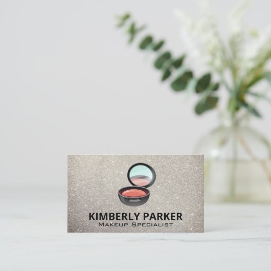 Makeup Compact | Glitter-achtergrond Visitekaartje (Staand voorkant)