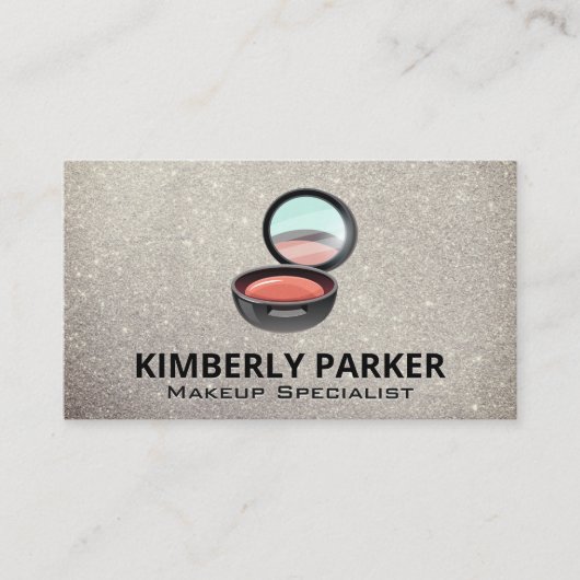 Makeup Compact | Glitter-achtergrond Visitekaartje (Voorkant)
