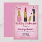 Makeup Cosmetic Birthday Invitation Beauty Spa Kaart (Voorkant / Achterkant)