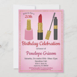 Makeup Cosmetic Birthday Invitation Beauty Spa Kaart