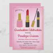 Makeup Cosmetics Afstuderen Invitation Beauty Kaart (Voorkant / Achterkant)