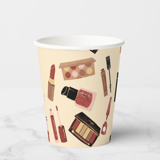 Makeup Cosmetics Beauty Pattern Cosmetology Papieren Bekers (Voorkant)