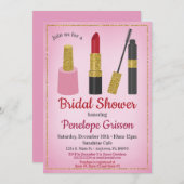 Makeup Cosmetics Bridal Shower Invitation Beauty Kaart (Voorkant / Achterkant)