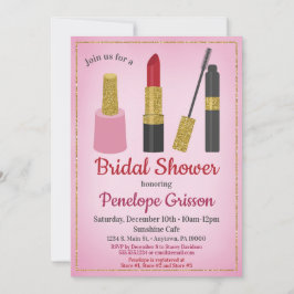 Makeup Cosmetics Bridal Shower Invitation Beauty Kaart