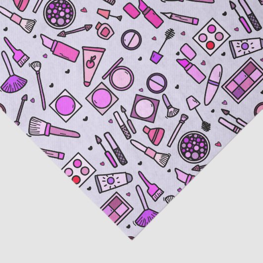 Makeup Cosmetics Illustrated Pink Pattern Tissuepapier (Detail)