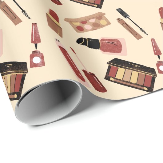 Makeup Cosmetics Pattern Cosmetology Cadeaupapier (Rol Hoek)