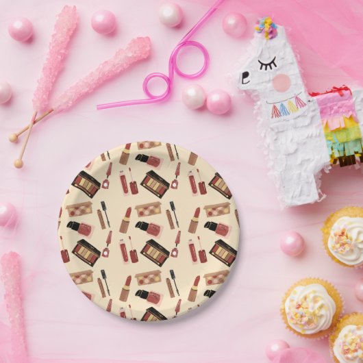 Makeup Cosmetics Pattern Cosmetology Papieren Bordje (Feest)