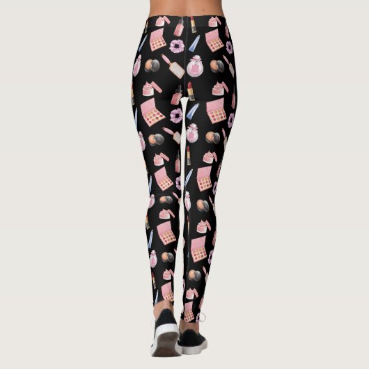 Makeup Cosmetics Pattern Trendy Cosmetology Leggi Leggings (Achterkant)