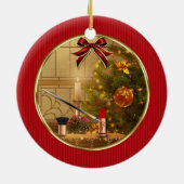 Makeup Cosmetics Red Kerstfeestay Ornament (Achterkant)
