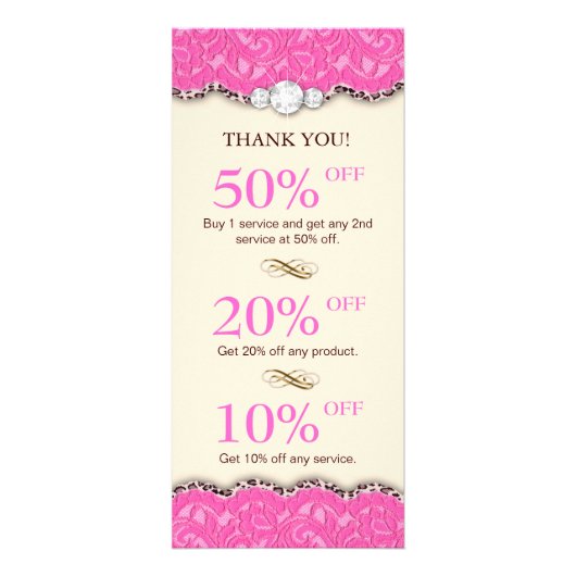 Makeup Coupons Jewelry Leopard Pink Cream Reclamekaart (Voorkant)