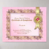 Makeup Diploma Certificate of Completion Pink Gold Poster (Voorkant)