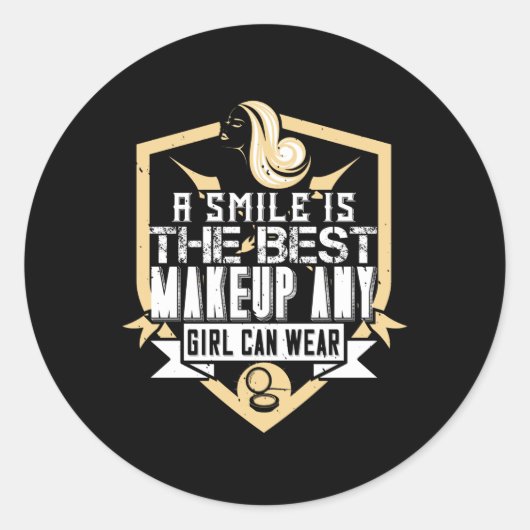 Makeup - een glimlach is de beste make-up ronde sticker (Voorkant)
