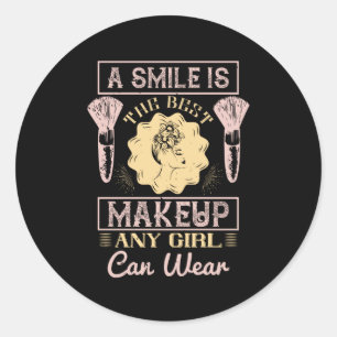 Makeup - een glimlach is de beste make-up ronde sticker
