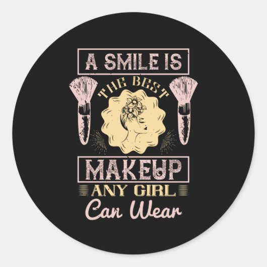 Makeup - een glimlach is de beste make-up ronde sticker (Voorkant)