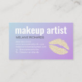 Makeup Elegant blauw Paarse gradiënt Glitter Licht Visitekaartje (Achterkant)