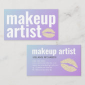 Makeup Elegant blauw Paarse gradiënt Glitter Licht Visitekaartje (Voorkant / Achterkant)