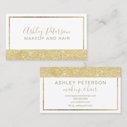 Makeup elegant chic gold glitter geometric lijst visitekaartje (Voorkant / Achterkant)