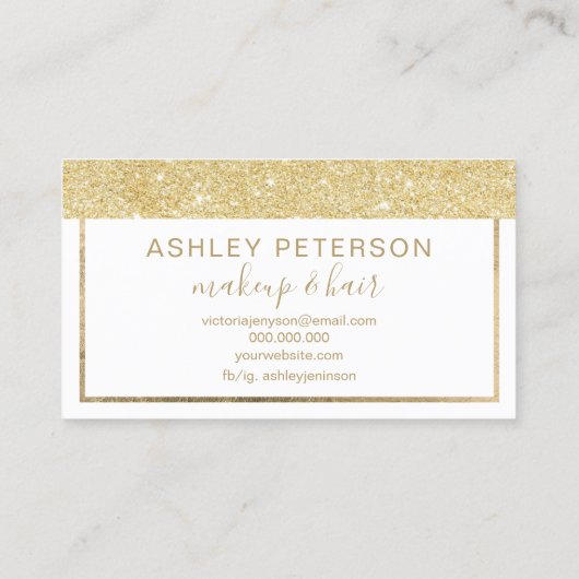 Makeup elegant chic gold glitter geometric lijst visitekaartje (Achterkant)