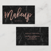 Makeup elegant faux roos Gold script zwarte marmer Visitekaartje (Voorkant / Achterkant)