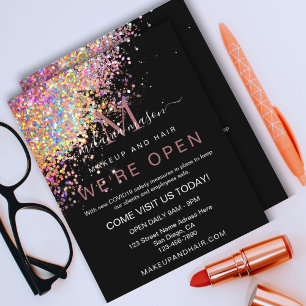 Makeup Elegant Holographic Roos Gold Glitter Black Flyer