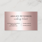 Makeup elegant metalen roos goud glitter visitekaartje (Achterkant)