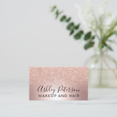 Makeup elegant metalen roos goud glitter visitekaartje (Staand voorkant)