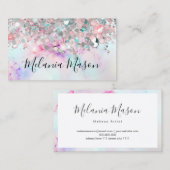 Makeup Elegant Pastel Alcohol Ink Glitter Modern Visitekaartje (Voorkant / Achterkant)
