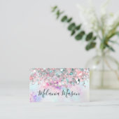 Makeup Elegant Pastel Alcohol Ink Glitter Modern Visitekaartje (Staand voorkant)