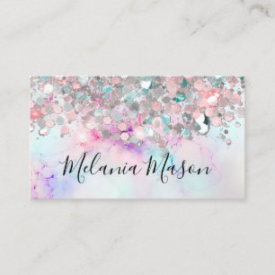 Makeup Elegant Pastel Alcohol Ink Glitter Modern Visitekaartje
