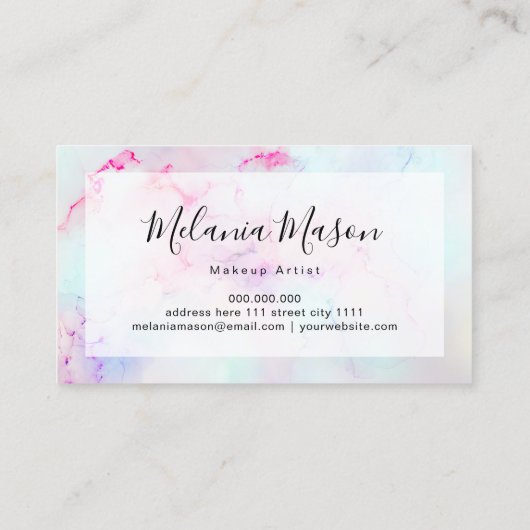 Makeup Elegant Pastel Alcohol Ink Trendy Modern Visitekaartje (Achterkant)